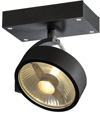 SLV KALU | Dimmbare Wand- und Deckenleuchte zur Beleuchtung innen, LED Strahler, dreh- und schwenkbar, LED Spot, Deckenstrahler, Decken-Lampen | einflammig, GU10, rund, schwarz, max. 75W