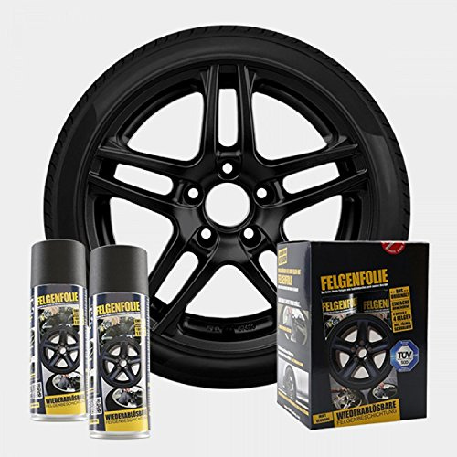 mibenco 71001103 FELGENFOLIE-set, 4 x 400 ml, svart matt