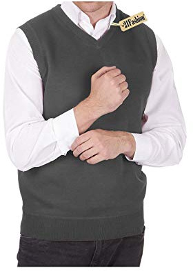 21Fashion Ärmlös V-ringad stickad tröja för män vuxna golf sportkläder linne Small/5XL