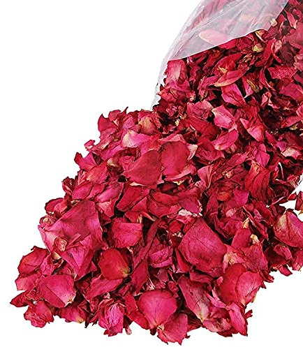Reccisokz 100G Natural Dried Rose Petals Real Flower Dry Red Rose Petal for Foot Bath Body Bath Spa Wedding Confetti Home Fragrance DIY Crafts Accessories (100 g (Pack of 1))
