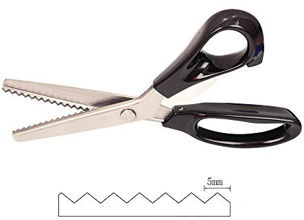 Professionelle Zackenschere – Edelstahl Wellenschliffschere Handarbeit Schneiderschere gezackt Wellenschliff Schnitt Kurve für Leder Stoff Papier Mehrzweck-Zackenschere Serrated 5mm