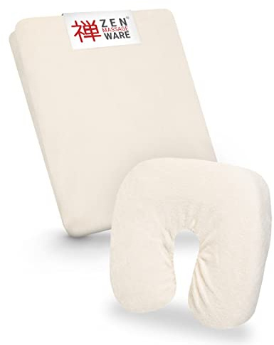 Zen – Spannbezug für Massageliegen & Kopfstützen – weiches Frottee-Spannbetttuch für Kosmetik-, Therapie- & Behandlungsliegen – Liegenbezug waschbar bei 60° – Massage-Zubehör (Creme)