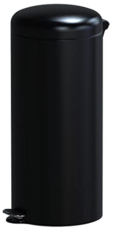 KITCHEN MOVE Urban-Pattumiera da Cucina a Pedale, 30 l, Colore: Nero, Ø29 x H66 cm, in Acciaio Inox, con Secchio, Inossidabile ABS, 29 cm