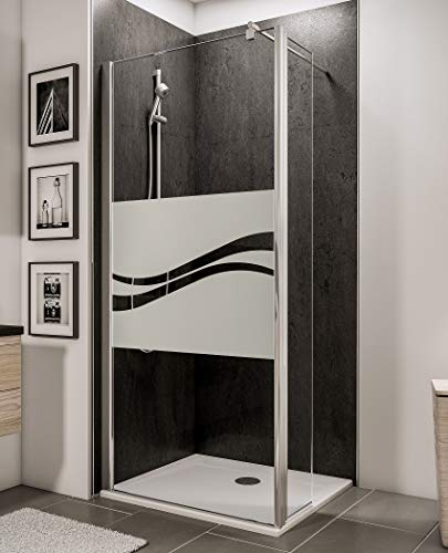 Schulte paroi douche italienne 120 x 190, déflecteur 30cm chromé verre 5mm | barre 122cm verre trempé anti-calcaire réglage 120.0-121.8cm
