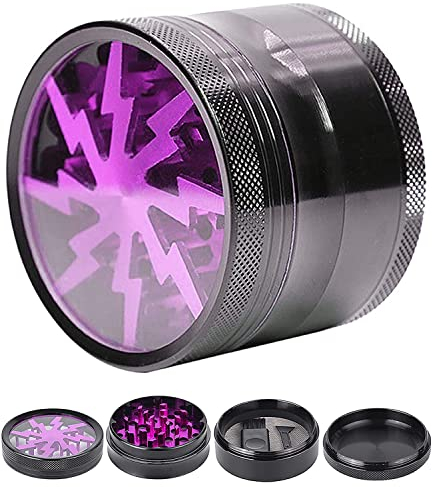 Grinder 2.5 Inch Molinillos de Especias 4 Piezas Grinder Metálico Mini Molinillo de Especias Portátil Lightning Molinillo Trituradora para con Rascador Polen para Especias