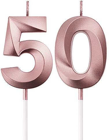 BBTO 50. Geburtstag Kerzen Kuchen Ziffer Kerzen Alles Gute zum Geburtstag Kuchen Topper Dekoration für Geburtstag Party Hochzeit Jahrestag Feier Lieferungen (Rose Gold)