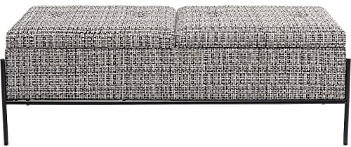 Kare Design Bank Storage, Schwarz/Weiß, Sitzbank, mit 2 Fächern, Textil Bezug, Stahlgestell, 43x120x40 cm (H/B/T)