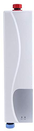 Mini Scaldabagno Elettrico Istantaneo, 3000W Scaldabagno Senza Serbatoio Elettrico, Mini Tankless Scaldabagno Scaldabagni Elettrici Calda Istantaneo per Bagno (Bianco)