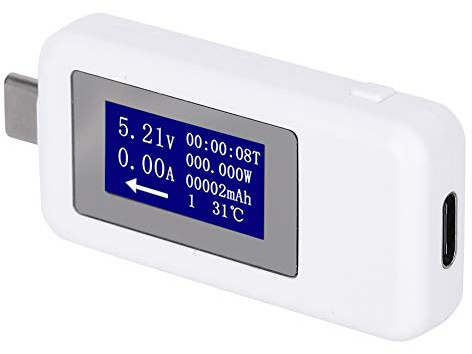 Voltimetro Amperimetro Digital 4-30 V 0-155 W 5A, Monitor de Medidor de Potencia USB C, Probador de Potencia, Voltímetro Digital de DC de Voltaje de Corriente Bidireccional Multifuncional