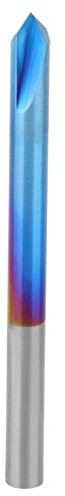 Fasenfräser, Fasenfräser, Stahlzementkarbid 90-Grad-Fasenfräser, Wolfram-Handwerkzeug mit 2 Flötenblau-Beschichtung zum Anfasen und Entgraten(4 * 50mm)