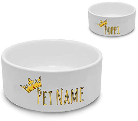 Personalised Small Pet Bowl with Crown Design, Personalise with Any Name for Any Pet