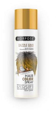 Morfose Dazzle Gold Temporary Hair Color Spray 150 ml – Temporäres Haarspray mit Goldschimmer – Intensive Farbe mit 24h Halt – Leicht auswaschbar & schnelltrocknend