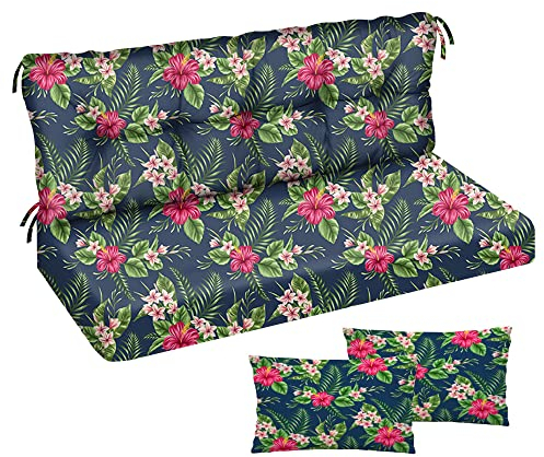 Auflage für Hollywoodschaukel 185x50x50 Gartenbankauflage und 2 Kissen Palettenauflage Bankauflage Sitzkissen und Rückenkissen Polsterauflage Matratze Gartenpolster Glatt-Pik Palm Dunkel[133]
