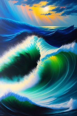 adrium Acryl-Bild 50 x 80 cm: Meereswelle am Strand bei Sonnenuntergang. Abstrakter Hintergrund. 3D-Rendering (200978915)