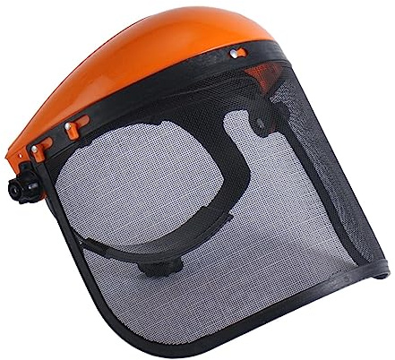 Generic Face Protection Protective with Metal Mesh Visor Good Ventilation Adjustable Headband Lightweight for Outdoor Work, Orange