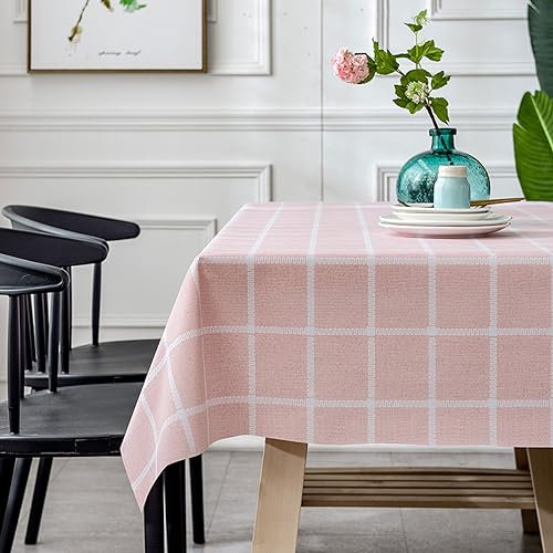 XQSSB Tischdekoration Eckig Wasserdicht Tischtuch Anti Hot Scratch Tischwäsche Pflegeleicht Garten Zimmer Tischdekoration Pink A 120 × 170 cm