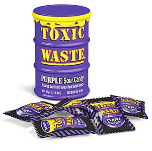 Bonbons acidulés violets Toxic Waste 42g avec Steam Time. Merci.