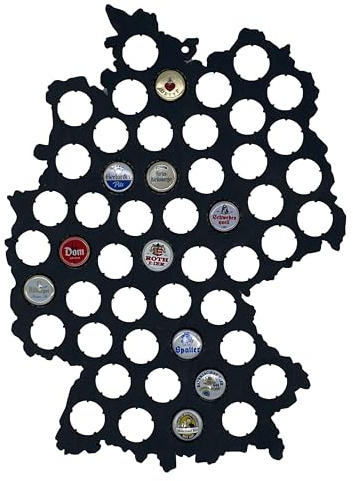 LOANO Bierkarte M für 50 Kronkorken - Black Edition - Sammelkarte Deutschland (39x29cm) aus Holz Kronkorken Sammler Album