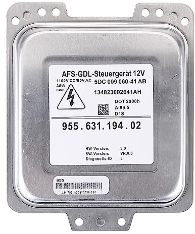 Asudaro HID Xenon Ballast Vorschaltgerät Steuergerät D1S/D1R HID Xenon Ballast 5DC00928500 AFS-GDL Xenon Steuergerät Vorschaltgerät Modul 5DC 009 285 00 Ersatz Kompatibel mitCayenne 2007-2010 Silber