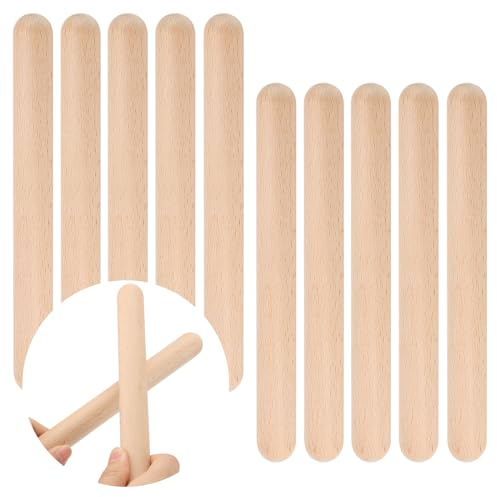 CHUENHEI 10 Stücke 20cm Klanghölzer Klangstäbe Rhythmusstöcke Instrument Klangholz Instrument für Geschenk Musik Professionals or Beginners of all styles Unpainted