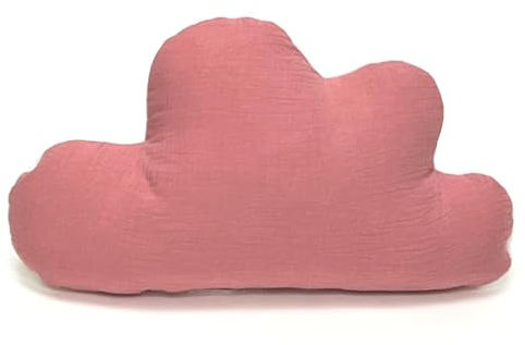 Blausberg Coussin nuage personnalisé, cadeau pour bébé, avec nom et date de naissance pour la naissance, le baptême - Mousseline vieux rose - Matériaux certifiés Oeko-Tex Standard 100