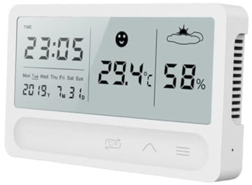 HEALEEP Home Room Thermometer Hygrometer Touch Screen LCD Display Indoor Outdoor Temperature Humidity Monitor