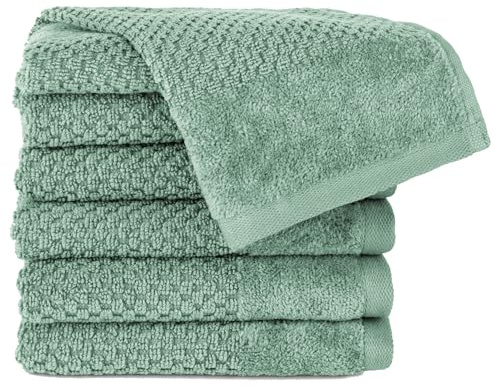 Pure Label Gästehandtuch 6er-Pack 30x50cm aus 100% Baumwolle - Salbeigrün | 100% Baumwolle, weich & saugstark - Waschbar bis 60∘C, trocknergeeignet