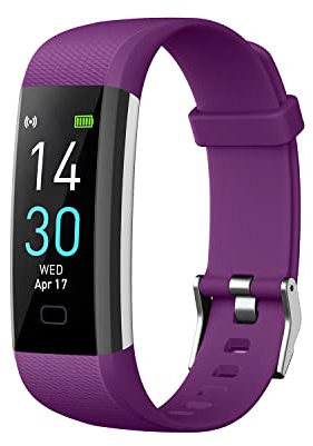 S5-4 Waterproof Fitness Watch/Health Bracelet for Android & IOS – Health & Fitness Tracker: 16 Sport Modes – 10 Color Smartwatch Straps (Purple)