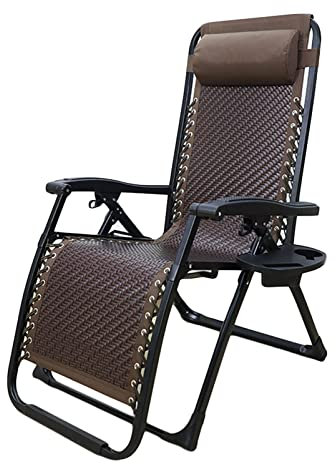 NOALED Zero Gravity Lounge Chair, Sun Loungers for Garden Patio Chairs Adjustable Rattan Lounge Chair Outdoor Zero Gravity Folding Recliner for Garden, Lawn, Porch, Swimming Pool Lounge Chair