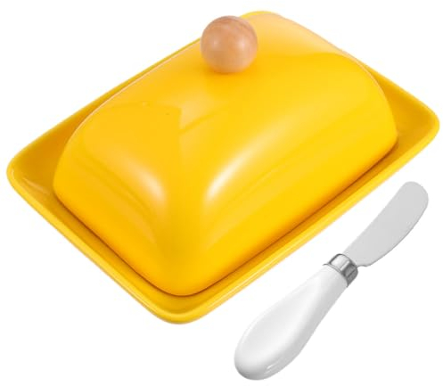 ABOOFAN Burriera Con Coperchio E Portaburro In Ceramica Gialla Formaggiera Contenitore Per Burro Con Coperchio Per Bancone Cucina