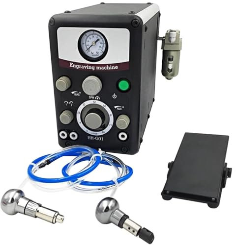 AUTUMFLATGAO Máquina Grabadora De Joyería Neumática De Doble Cabezal, Máquinas De Grabado De 400-8000Rpm, Pieza De Mano Neumática para Grabado, para Joyería Artesanal Y Hierro Forjado