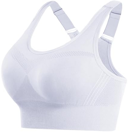 Litherday Reggiseno Sportivo Donna Senza Ferretto Push Up Imbottito Traspirante con Sostegno Forte Top Fitness per Yoga Corsa Palestra Bianco L