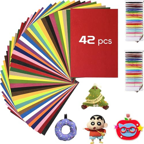 HXJDAM 42 Stück Filzstoff zum Basteln, 20x30cm Bunte Filzplatten Bastelfilz Filz Blätter filzstoff zum nähen Polyester Felt Fabric DIY Handwerk Stoff Filzplatten set (21 Farben, 2 pro Farbe) ﻿