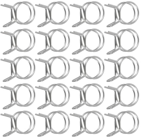 sourcing map 20Pcs 19mm/0.75inch Inner Dia Double Wire Spring Hose Clamp, Stainless Steel Adjustable Spring Clips for Hose Fuel Line Silicone Tube Water Pipe Air Pipe