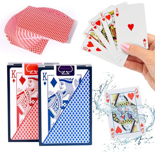 Bogoro 2 CartePoker Plastificate, Professionali, Impermeabili in Plastica, Playing Cards Giganti per il piacere del gioco