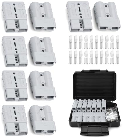 10 Pcs 6-8 Gauge 50A Batteria Connettore di sconnessione rapida con 6 AWG, Kit connettore presa cavo jumper per treppio di recupero, rimorchio, sistemi di rimorchio (grigio con scatola)