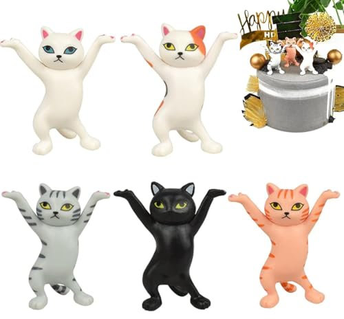 5 piezas gatos bailarines portalápices adorno, soporte para bolígrafos con forma de gato bailarín, soporte para bolígrafos de gato para escritorio o decoración del hogar