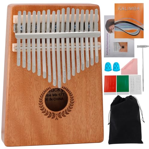 Mulucky 17-key Kalimba Thumb Piano - Portable Wooden Thumb Piano with Tuning Hammers, Learning Manual and Carrying Case, Suitable for Beginners and Music Lovers