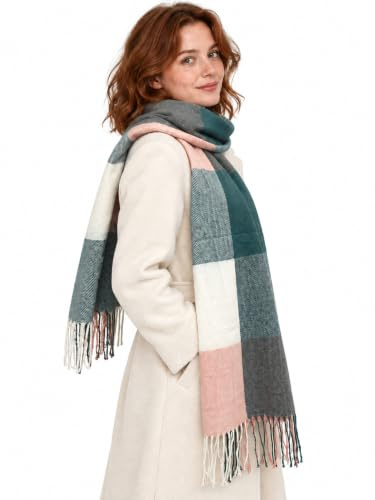 DiaryLook Ladies Scarf for Women UK, Soft Winter Gifts for Women and Her | Warm Shawl Wrap with Tassels, Tartan Check Oversized Scarf, Gift for Mum Grandma Birthday Christmas