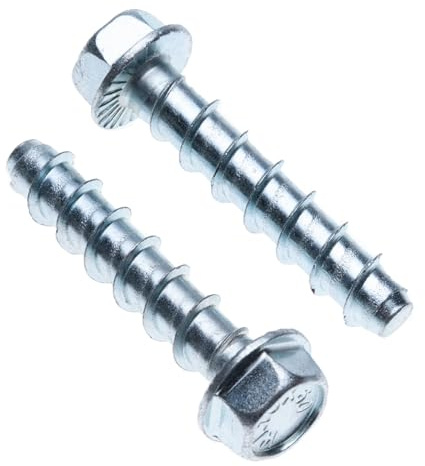 M8 Concrete Anchor Bolt, Self Tapping Coarse Threaded Masonry Screw, Flanged Hex Head, Galvanized Carbon Steel (9.9 mm x 70 mm) Screw-in Fixing for Metal structures to Brick, Stone, Concrete 10 pcs