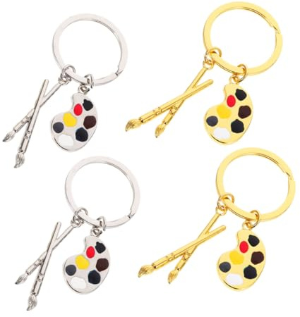 BESPORTBLE 4pcs Paintbrush Keychain Metal Keyring Charms Bag Shape Keychains Artist Key Holder for Art Lovers