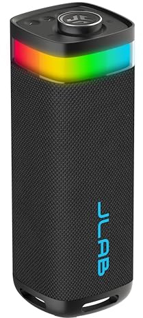 JLab JBuds Party Cassa Bluetooth Portatile - 12+ ore, Nero | Altoparlante Wireless da 30W per Esterni e Viaggi con Luci RGB e Audio Potente, Resistente all'Acqua IP56
