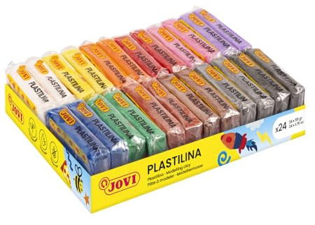 Jovi - Plastilina, 24 Pastillas de 50 gr en 12 colores, no se seca
