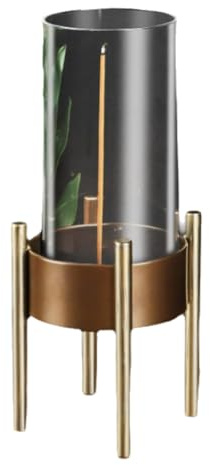 Uqezagpa Porte-encens moderne pour bâton avec récupérateur de cendres en verre amovible pour méditations, espace et détente à la maison