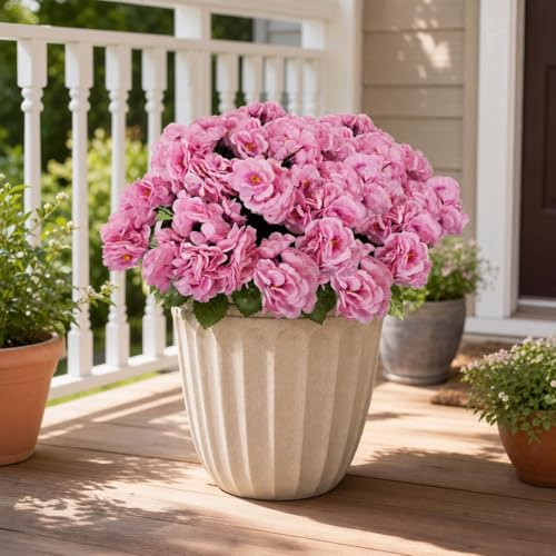 Aisamco 6 Paquetes Geranios Seda Exterior UV Resistente | Flores falsas, Jardin hogar, Jardinera ventana, Patio mesa, Porche terraza, Floracion roja, Resistente UV