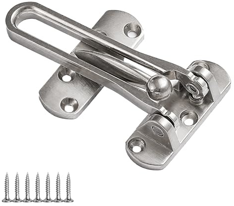 AHRLIC Door Chain Lock for Front Door, Swing Bar Door Guard Latch Restrictor for Home, Hotel, Flat or Dorm–Anti-Theft Door Safety Bolt Stopper, Zinc Alloy Childproof Lock, Silver