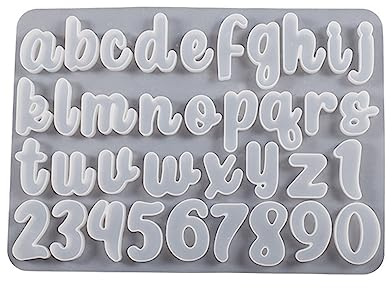 Btgghytr Stampi in silicone con lettere minuscole lettere e numeri di lettere dell'alfabeto, stampo per la creazione di gioielli, accessori per ciondoli