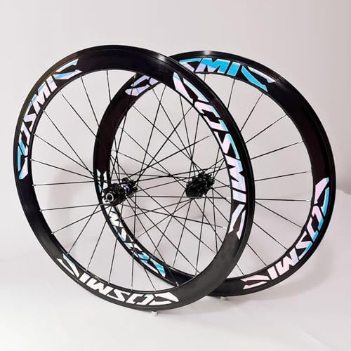 KUNYOS Rennrad Laufradsatz 700C*23C-25C-28C 40/50MM Aluminiumlegierung C/V/Scheibenbremsfelge Schnellspanner 20H Nabe für 7 8 9 10 11 Speed Laufradsatz,Blau,50mm disc Brake.