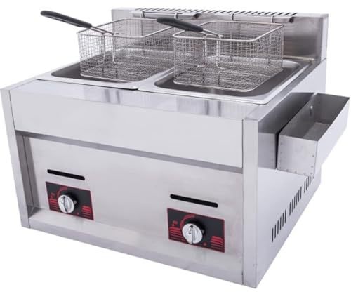 Friggitrice commerciale con bruciatori a gas naturale, cestini e coperchi per ristorante e cucina domestica