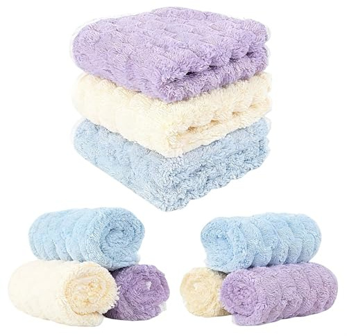 FOGARY Flanell ansiktstrasa 6-pack, återanvändbar mikrofiberduk, sminkborttagningstrasa för ansikte, mikrofiber mjuka ansiktsskydd flanell rengöring handduk – tvättbar (3 färger)